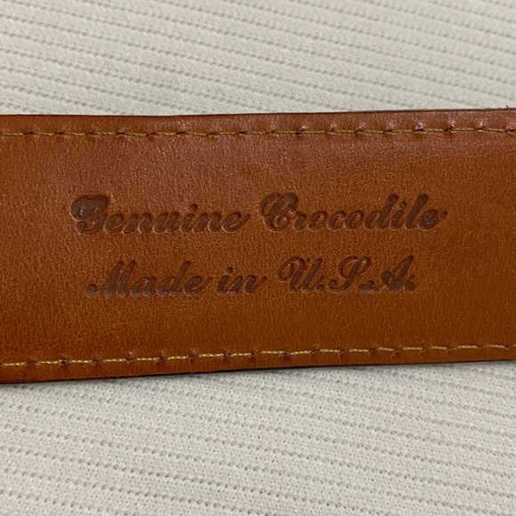 Lucchese Vintage Genuine Crocodile Inlay Dark Brown Western Cowboy Leather Belt - Picture 9 of 10